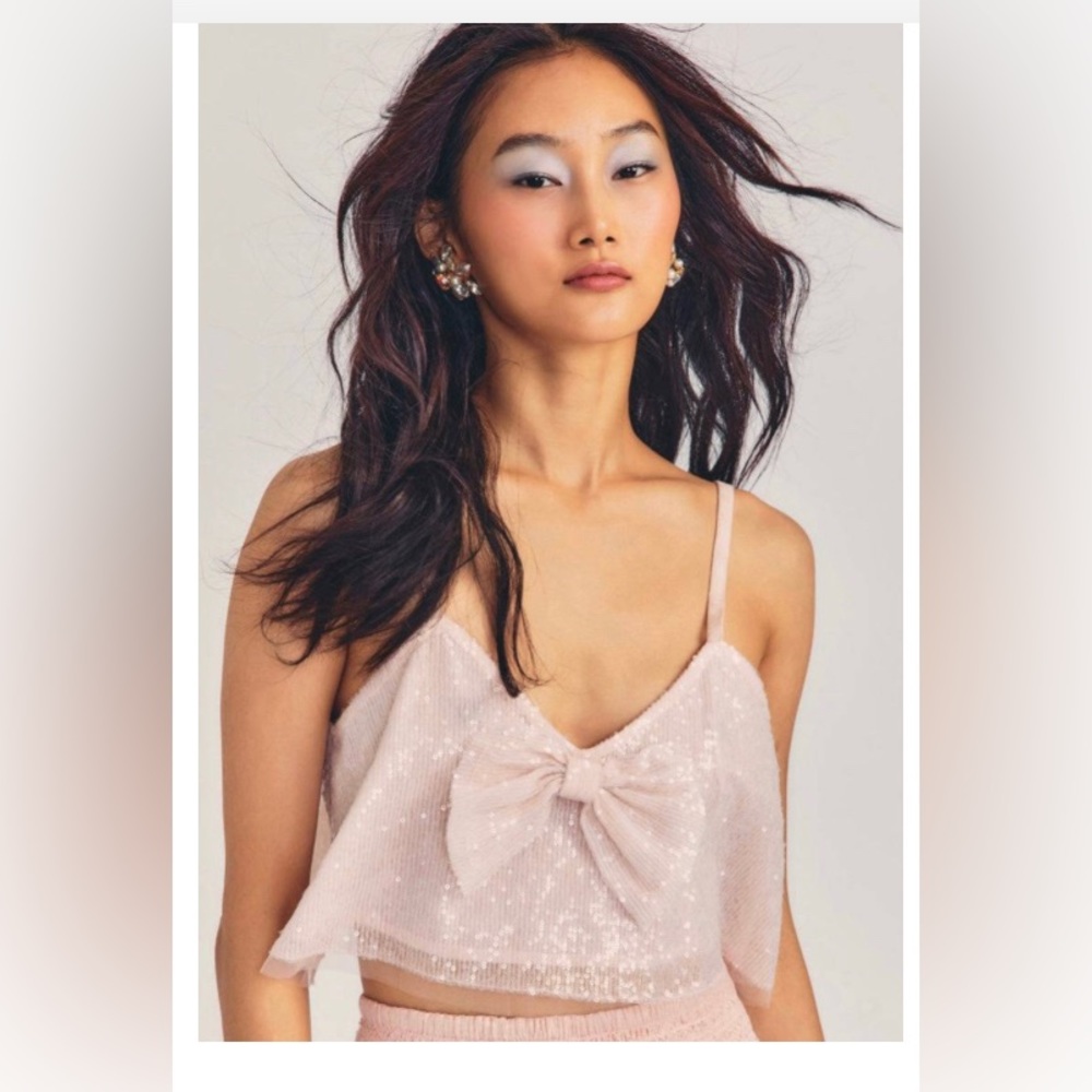 LOVESHACKFANCY ANNALISA SEQUIN CROP TOP Sz XS